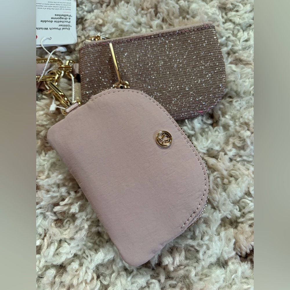 Lululemon Dual Pouch Wristlet Glitter Pink Champagne/ Mink Berry/ Gold - Picture 3 of 9